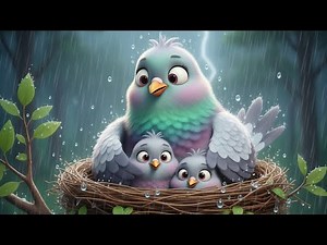 Pigeon Family Adventure in Heavy Rain | 3D Cartoon Animation for Kids