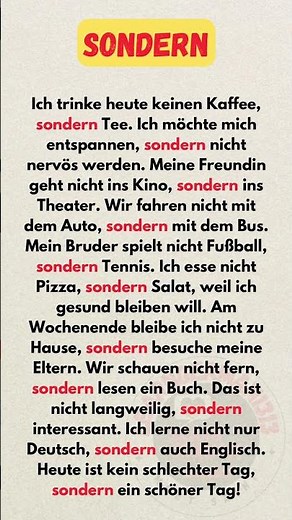 ✨ Deutsch Grammatik: Der Konnektor „sondern“ einfach erklärt! (A1–A2)