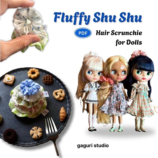 DIY Doll Hair Scrunchie Pattern – Fluffy Shushu | 5 Sizes Sewing Tutorial PDF - Etsy