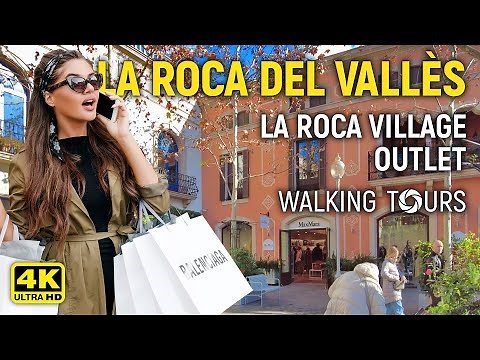 4K La Roca del Vallès (Catalonia, Spain) La Roca Village Outlet Walking Tour • January 2023