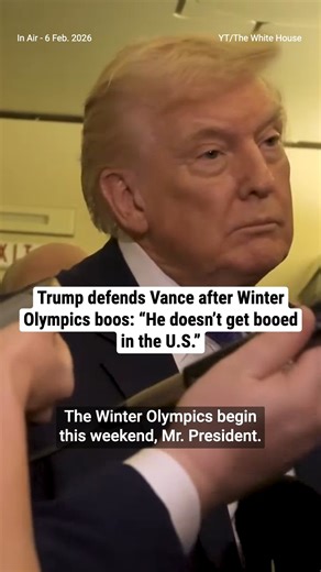 Speaking to reporters on Air Force One, President Trump was asked about Vice President JD Vance getting booed at the Olympics. | McGill Media