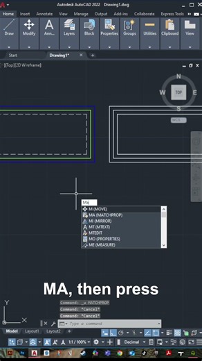 match command in AutoCAD #autocad #cadsoftware #architecture #tutorial