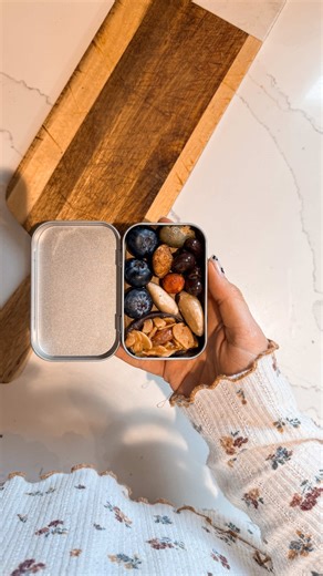ignore the bruised, cut up finger if you spot it… I was in a fight with a squirrel over my snack tin #snacktin #littletin #healthandwellness #snacktime