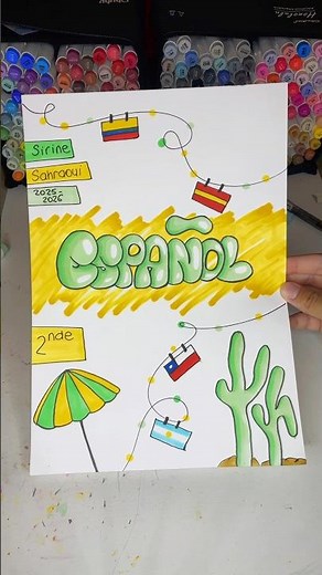 Page de garde ESPAGNOL 2025/2026 ! ☀️ #drawbysirine #foryou #alcholmarkers #drawing #ohuhumarkers