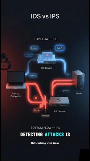 IDS vs IPS Explained | Detect vs Stop Threats #cybersecurity #networksecurity #shorts