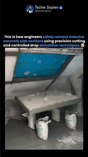 Controlled Concrete Slab Drop After Precision Cutting 🏗️