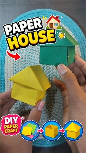 DIY Paper House 🏡 | Easy Origami House Tutorial ✂️ | Paper Craft #viral #shorts #crafting #trending