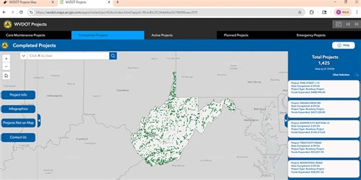 WVDOT rolls out updated 2026 online map of road and bridge projects