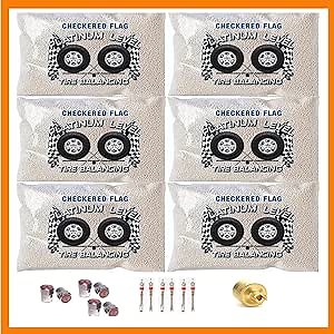Checkered Flag Tire Balancing Beads for Car Tires, Motorcycle, Truck, Off-Road Vehicles, Equal Wheels Weight & Tire Balancer, Do It Yourself Kit, Tire Shop Supplies 10oz Bags, Pack of 6-10 Ounce Bags