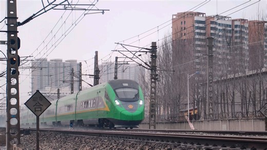 小雪 绿色动车C227.D269.T290通过