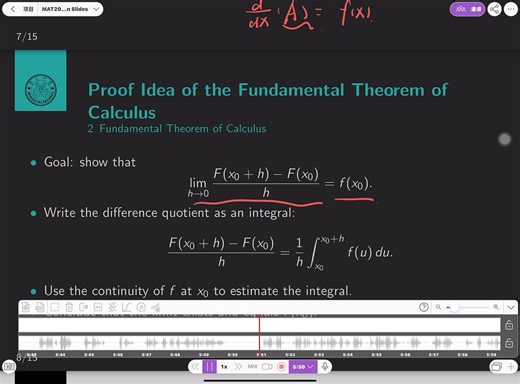 The Fundamental Theorem of Calculus I