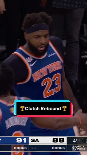 Mitchell Robinson clutch offensive rebound — Knicks NBA Finals 2026