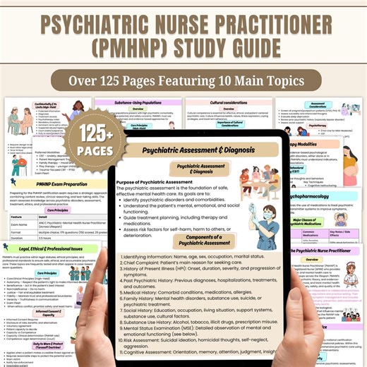 Psychiatric Nurse Practitioner (PMHNP) Study Guide | Psychiatric Nursing | Mental Health Notes | Psychopharmacology | Digital   Printable - Etsy