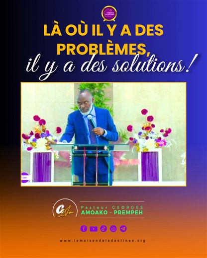 🌍 Là où il y a problème, il y a solution. Chaque défi cache déjà une réponse. Dieu a placé ses trésors dans l’adversité, sa résurrection dans la mort, sa plénitude dans le néant. 💡 La leçon : pour découvrir les solutions, il faut oser chercher là où personne ne regarde. Extrait de mon livre Lève-toi Afrique. ✨ Pasteur Georges Amoako-Prempeh | Pasteur Georges Amoako-Prempeh