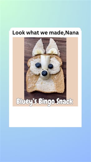 🍞✨ Happy National Toast Day! ✨🍞 Calling all Bluey fans!! 💙🐶 This Bingo Toast is the perfect way to turn snack time into something fun, creative, and totally adorable! Look what we made, Nana 💕 Creating and sharing in your honor and memory. ✨ What you’ll need: 3 slices of bread 3 blueberries 1 banana Peanut butter, jam, or chocolate spread ✨ How to make it: 1️⃣ Cut triangles from the top corners of each slice for Bingo’s ears 2️⃣ Spread your favorite topping around the edges and ears (that’s
