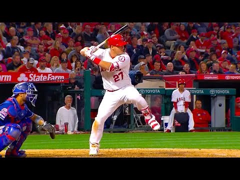 Mike Trout Slow Motion Home Run Baseball Swing Hitting Mechanics Highlights