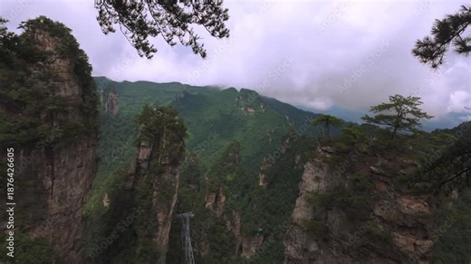 Cliffs and Cable Cars at Zhangjiajie with Glass Elevator, Wulingyuan Scenic Area China