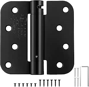 2 Pack | Self Closing Door Hinges 4.0”×4.0”, HBL' Automatic Door Closer Hinges with 5/8" Radius Corners, Adjustable Spring Door Hinge for Home, Garage & Basement Doors.