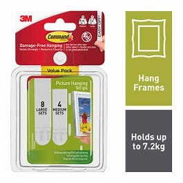 Command Picture and Frame Hanging Strips 4 Medium and 8 Large