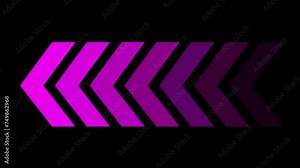 Purple arrows indicate the direction of the overlay video layer. swipe left navigation animation. Blinking arrows: the right-to-left arrow looping animation direction concept