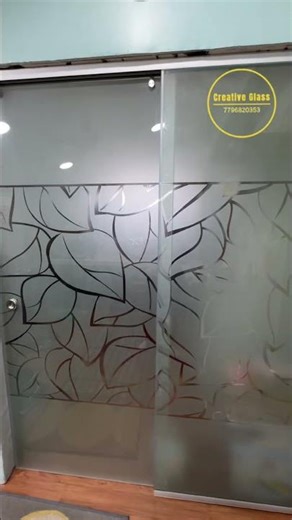 Modern Privacy Redefined – 10mm Tempered Glass Sliding Partition with Bespoke Acid Etching