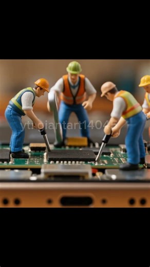 tiny workers are building a smartphone#hardwork #miniature #satisfying