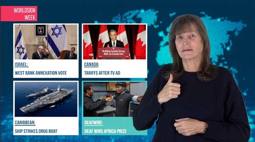 1.7K views · 45 reactions | WorldSign Week | 29 OCTOBER 2025 WorldSign Week - What’s new? ISRAEL: West Bank Annexation Vote CANADA: Tariffs After TV Ad CARIBBEAN: Ship Strikes Drug Boat DEAFWIRE: Deaf Wins Africa Prize Visit www.h3world.tv for more shows and news! #H3WorldTV #Deaf #WorldSignWeek #InternationalSign #SignLanguage | H3 World TV | Facebook