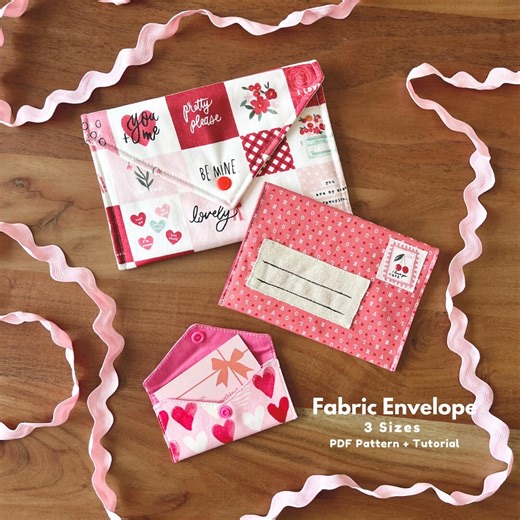 3 Sizes Fabric Envelopes Sewing Pattern, Valentines Fabric Envelope Pattern, Easy Envelope Pattern, Envelope 3 Sizes, Envelope PDF Pattern - Etsy