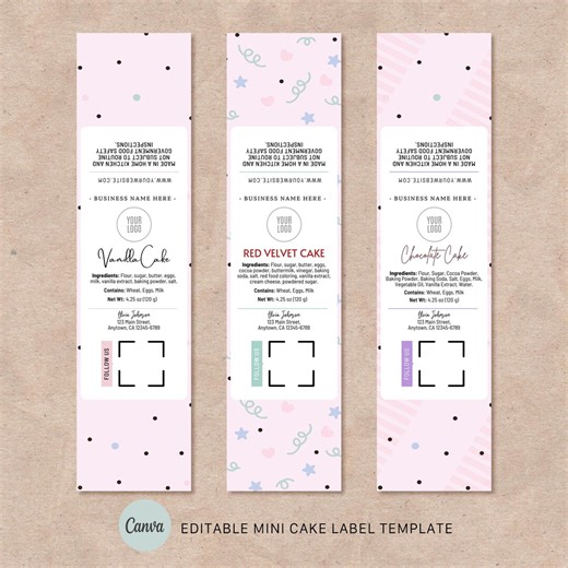 Editable Mini Cake Tin Label Template | Mini Loaf Baking Pan Label | Mini Cake Tin Label Printable | Mini Loaf Cake - Etsy