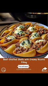 13K views · 67 reactions | Beef-Stuffed Shells with Creamy Ricotta...
