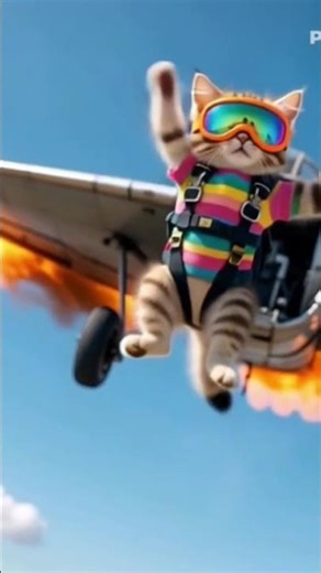 Fearless Cat Skydiving from a Burning Plane