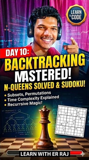Day 10: Mastered Backtracking & N-Queens! 👑 #100DaysOfCode #DSA #Backtracking #C++ #Programming