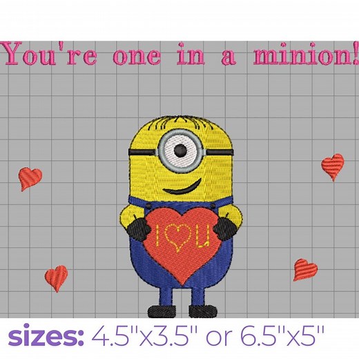 Cute Valentines Minion - 3 Variations in Multiple Sizes! - Etsy