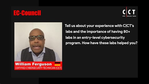 William Ferguson, a Cloud Cyber Security Operations Consultant, says the C|CT "does a great job of introducing students to many different domains, but more importantly, they build hands-on skills, and it's not just textbook material that they are memorizing." Discover how the C|CT proved to be a perfect certification for William and how it can be an ideal program for cybersecurity aspirants in the video. View program details: https://bit.ly/4mBFLX4 #ECCouncil #CCT #Cybersecurity #CybersecurityTe