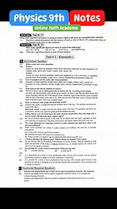 Physics 9th Class Notes #physics9book #physics9th #physics #physicstutor #Physics9thNotes | Online Math Academe