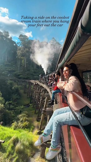 21M views · 301K reactions | One of the coolest things we did in Visit Melbourne was the Puffing Billy Railway , an old-school steam train where you literally get to hang out your feet while riding through the Australian countryside. They even say the Harry Potter train was inspired by this train! Comment Visit Victoria and we will send our whole 10-day Victoria itinerary! Cover photo: Adam Oldmeadow Photography | My Curly Adventures | Facebook