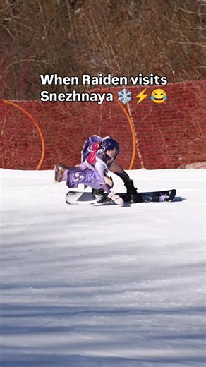 Pai Mon on Instagram: "When Raiden visits Snezhnaya… this is exactly the chaos and elegance you’d expect ❄️⚡ She was skating across the ice like the Electro Archon testing her power in the land of Cryo, looking totally in control — until the end, when she slipped and fell like a whole anime blooper 😂 That little laugh after she fell made the moment even better. I came across this video in a random Facebook group, and it really feels like it’s originally from China — the style, the vibe, and the