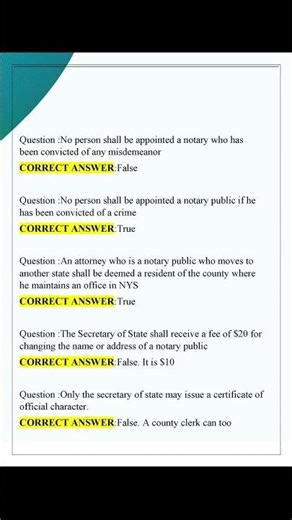 NYS Notary Exam questions and Answers Latest