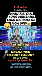709K views · 17K reactions | Mahirap talaga maging 0FW, titiisin mo lahat para sa kinabukasan ng pam!lya Please share this video♥️ Unchained Melody parody by Ayam TV #ayamtv #unchainedmelody #AGT #spoof #viral #parody #trendingnow #OFW #popularnow #trending #goodvibes #fypシ #OFWSAUDI #ofwlife #OFWHONGKONG #ofwlifereels #popular #trend | Ayam TV | Facebook