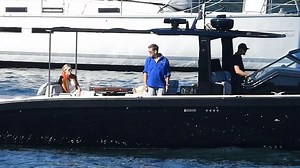 Lachlan and Sarah Murdoch board their new boat