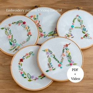 Floral Alphabet Embroidery Pattern: ABC Design (PDF   Video Tutorial) - Etsy