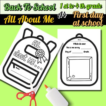 Back to School,All About Me Activity Pack, Printable Craft Book,1st to 4th grade