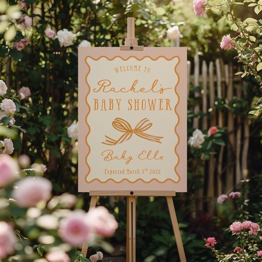 Personalized Baby Shower Welcome Sign, Retro Vintage Bow Party Signage Decor, Digital Download - Etsy Canada