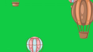Download hot air balloons flying upwards loop animation with green screen background for free