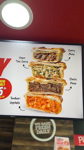 39 reactions · 11 comments | Tasty Value is here and it's pie-fect ⭐Four flavours to choose from: Curry Mince, Classic Mince, Vegan Thai Curry, and Tandoori Veg — each just $6.95 朗 Find your nearest Pie Face today. #PieLovers #piefaceaus #meatpies | Pie Face | Facebook