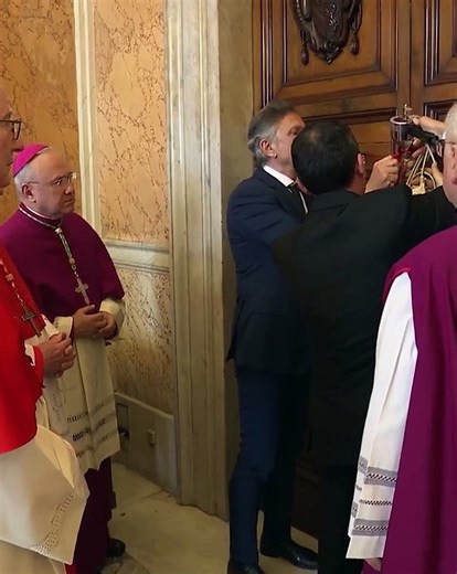 Doors of the apartment where Pope Francis lived now sealed