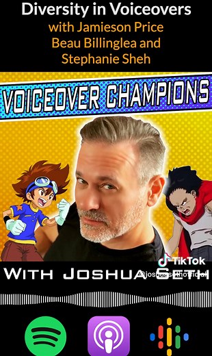 Today on the Voiceover Champions Podcast, voice actors Jamieson Price (Chad in Bleach), @Stephanie Sheh, and Beau Billinglea discuss Diversity in Voiceovers. • Listen Now 🎧 Apple Podcasts, Spotify, etc (LINK IN BIO) • #voiceactors #voiceovers #podcast #diversity #bleachanime