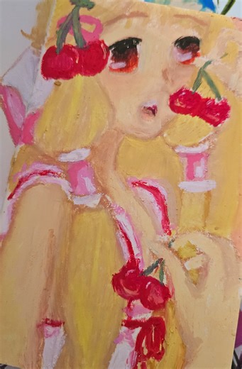 Chii from Chobits, one of my favourite anime characters looks wise 🍒🌸 #chii #chobits #animethings #clamp #oilpastel