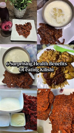 Here are the health benefits of eating kilishi: 🥩 1. High in Protein Kilishi is made from lean beef, so it’s protein-rich. Protein helps to: \t•\tBuild and repair muscles \t•\tKeep you full for longer (good for appetite control) \t•\tSupport overall body strength 🧠 2. Boosts Energy & Focus Because it’s protein spices, kilishi gives steady energy, not sugar rush energy. Great for: \t•\tBusy workdays \t•\tLong trips \t•\tStudying or brain work 🩸 3. Supports Blood & Immunity Kilishi contains iro