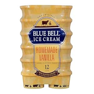 Blue Bell Homemade Vanilla Ice Cream Cups, 12 Count